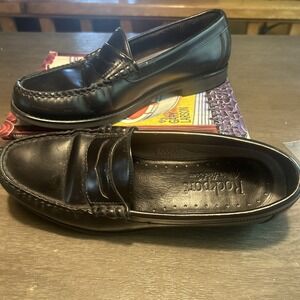 Mens leather Rockport Vibram Black Penny Loafers Size 9M  (M2888) CLEAN